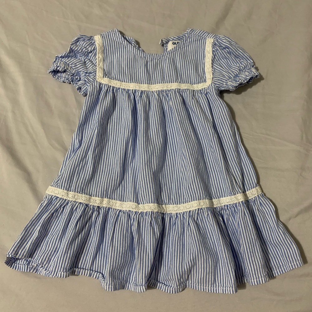 Striped Crochet-lace trim swing dress